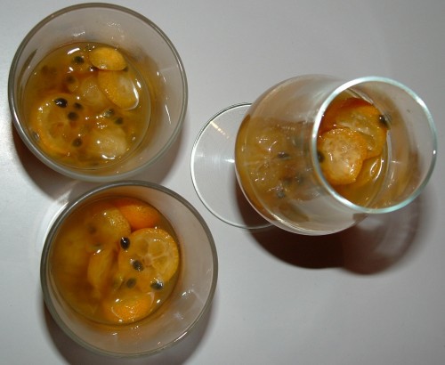 cocktail, rhum blanc, kumquat, fruit de la passion, sucre roux