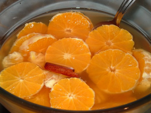 soupes, oranges, vanille, canelle